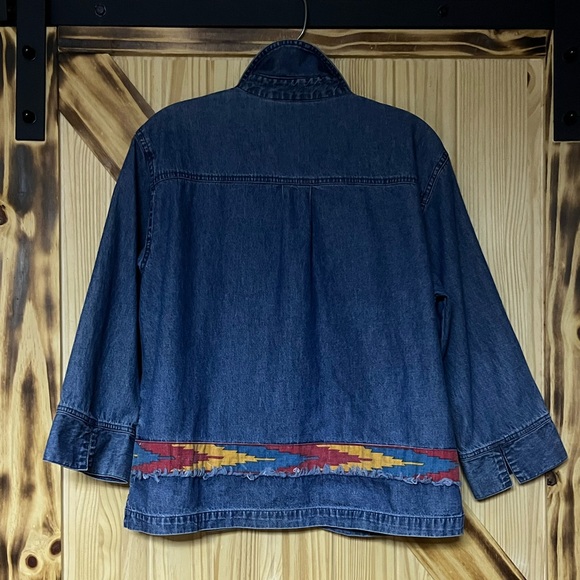Southwest Embroidered Denim Jacket Blue Multi 14 - Picture 2 of 8